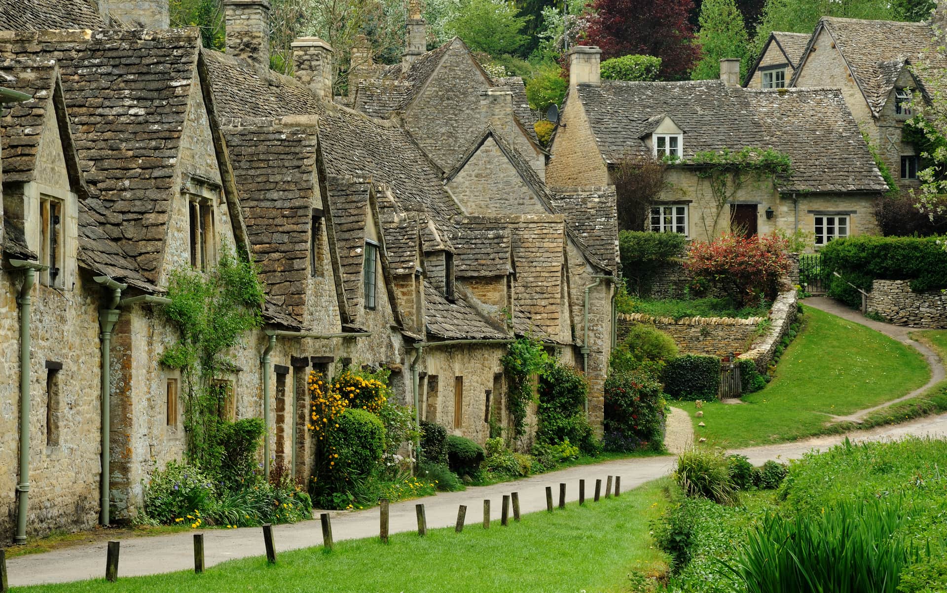 The stone weavers' cottages of Arlington Row at Bibury.