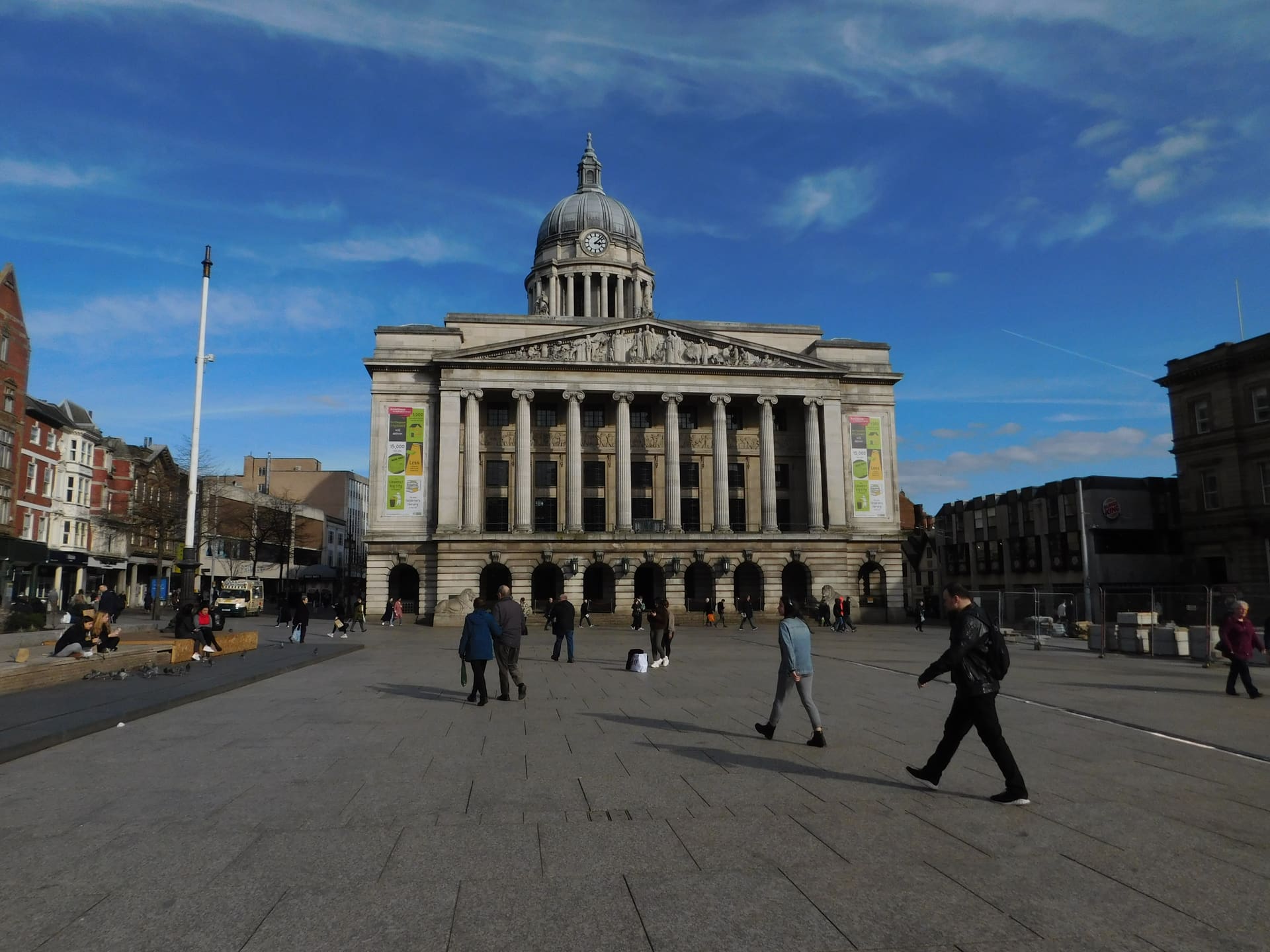 The domed Council House across Nottingham's Old Market Square.