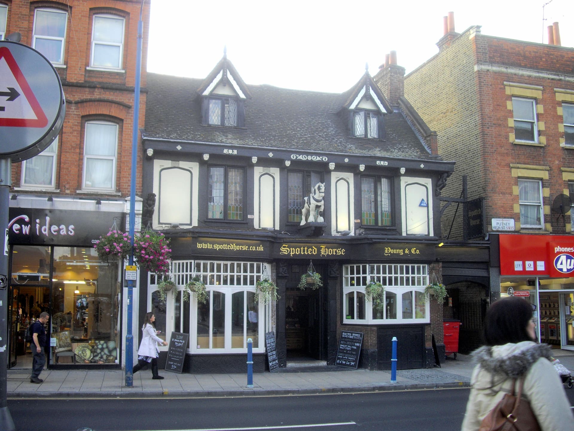 The timbered frontage of the Spotted Horse on Putney High Street.