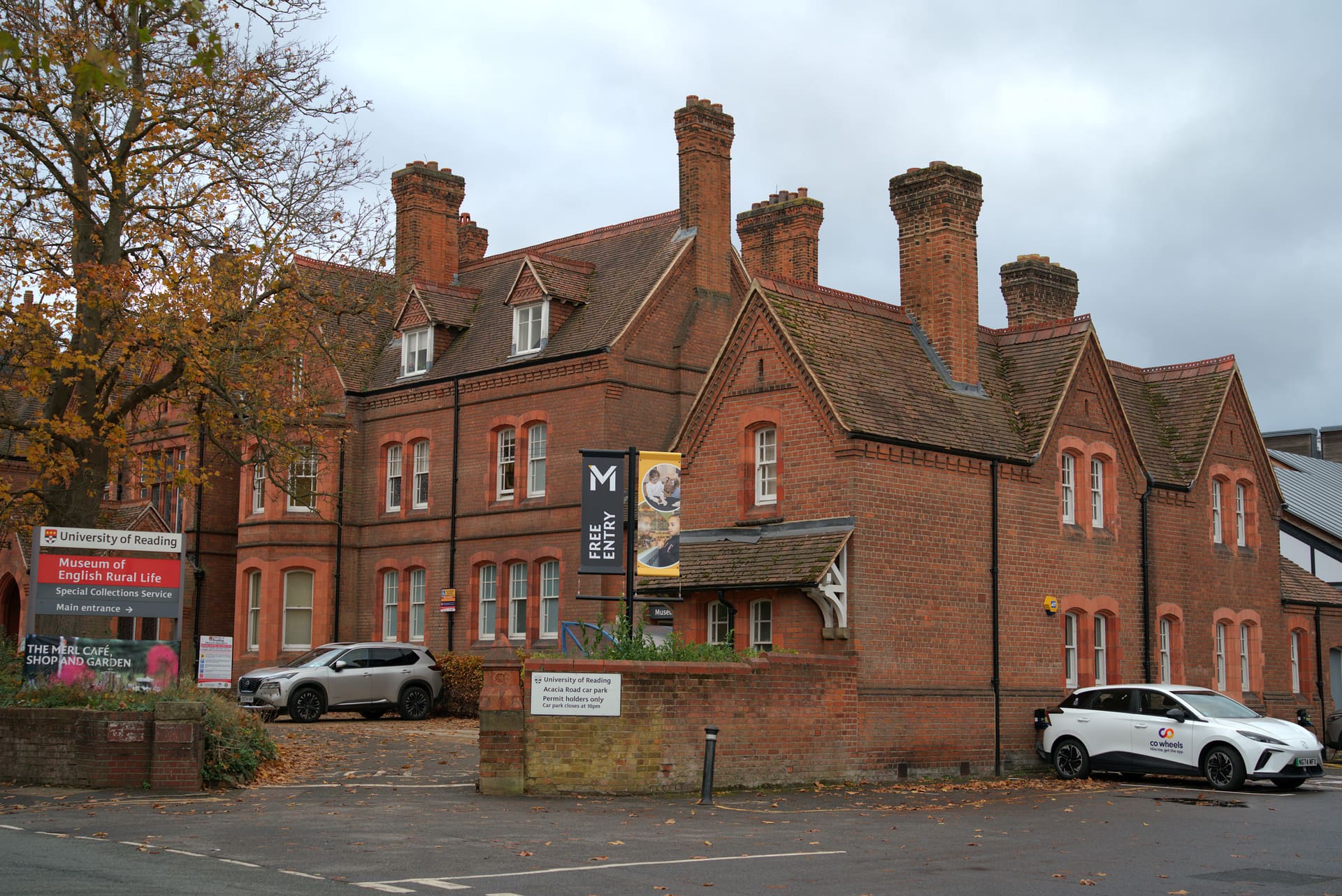 Red-brick Victorian gables on a tree-lined Reading street.