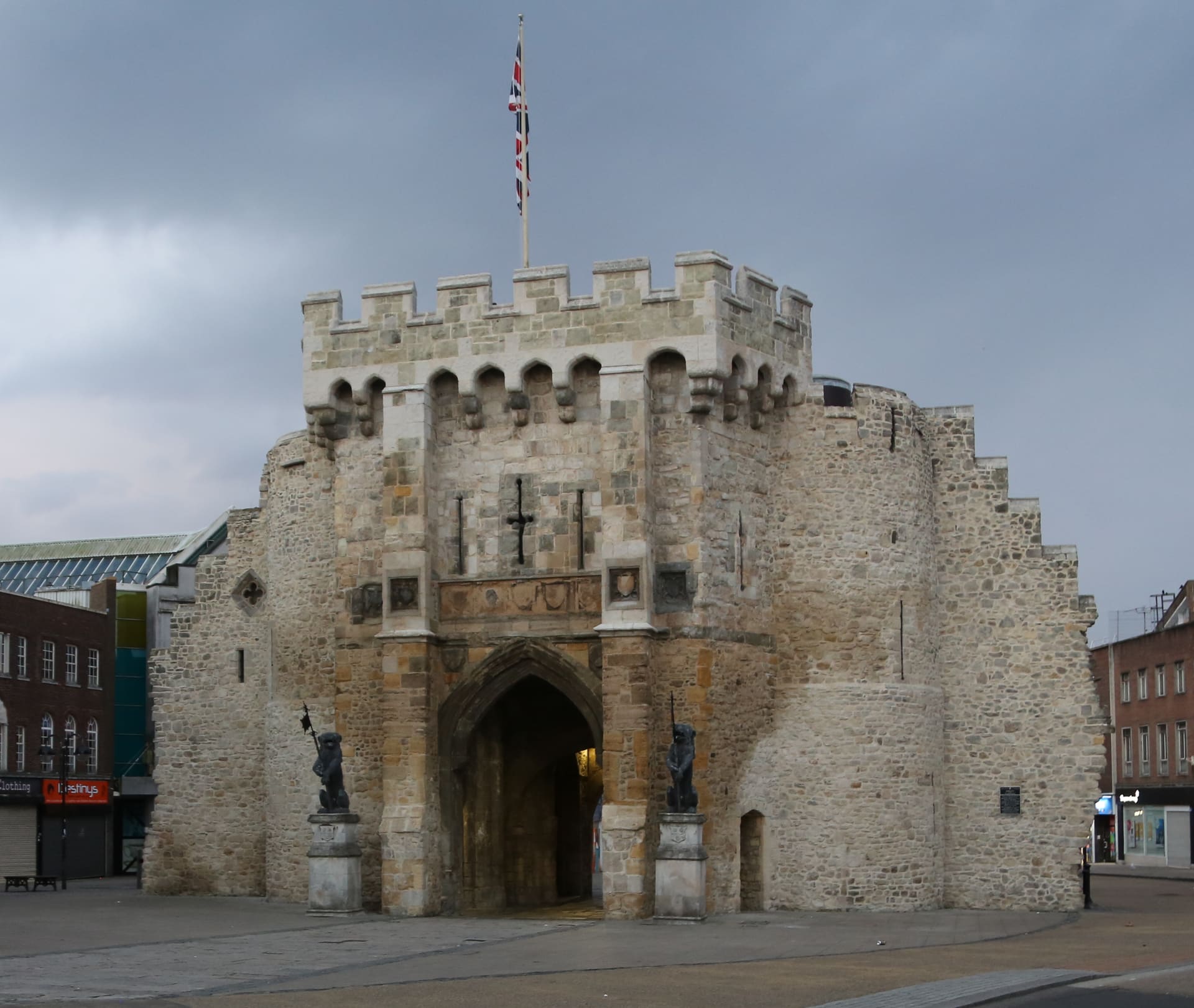 The medieval Bargate standing in the middle of Southampton.