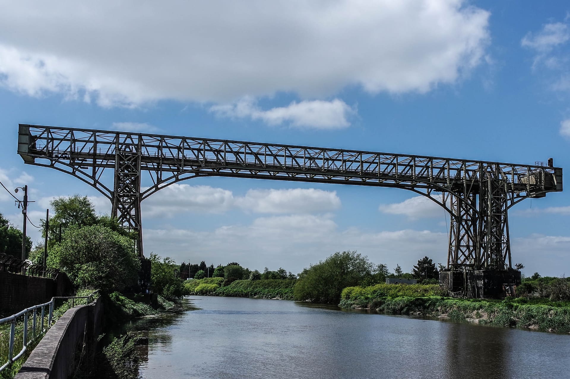 Warrington's transporter bridge spanning the Mersey.
