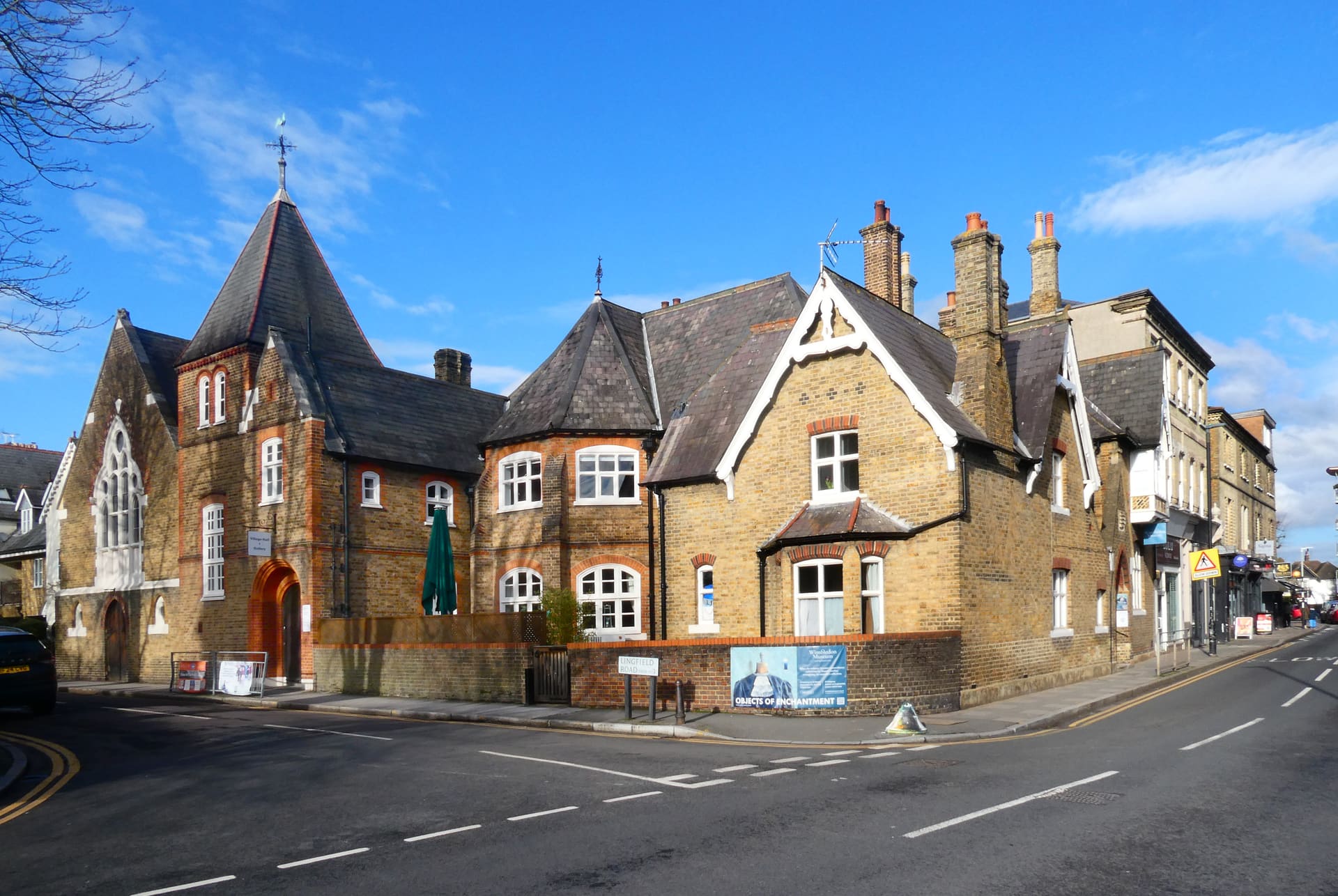 The village hall and museum on the corner at Wimbledon Village.