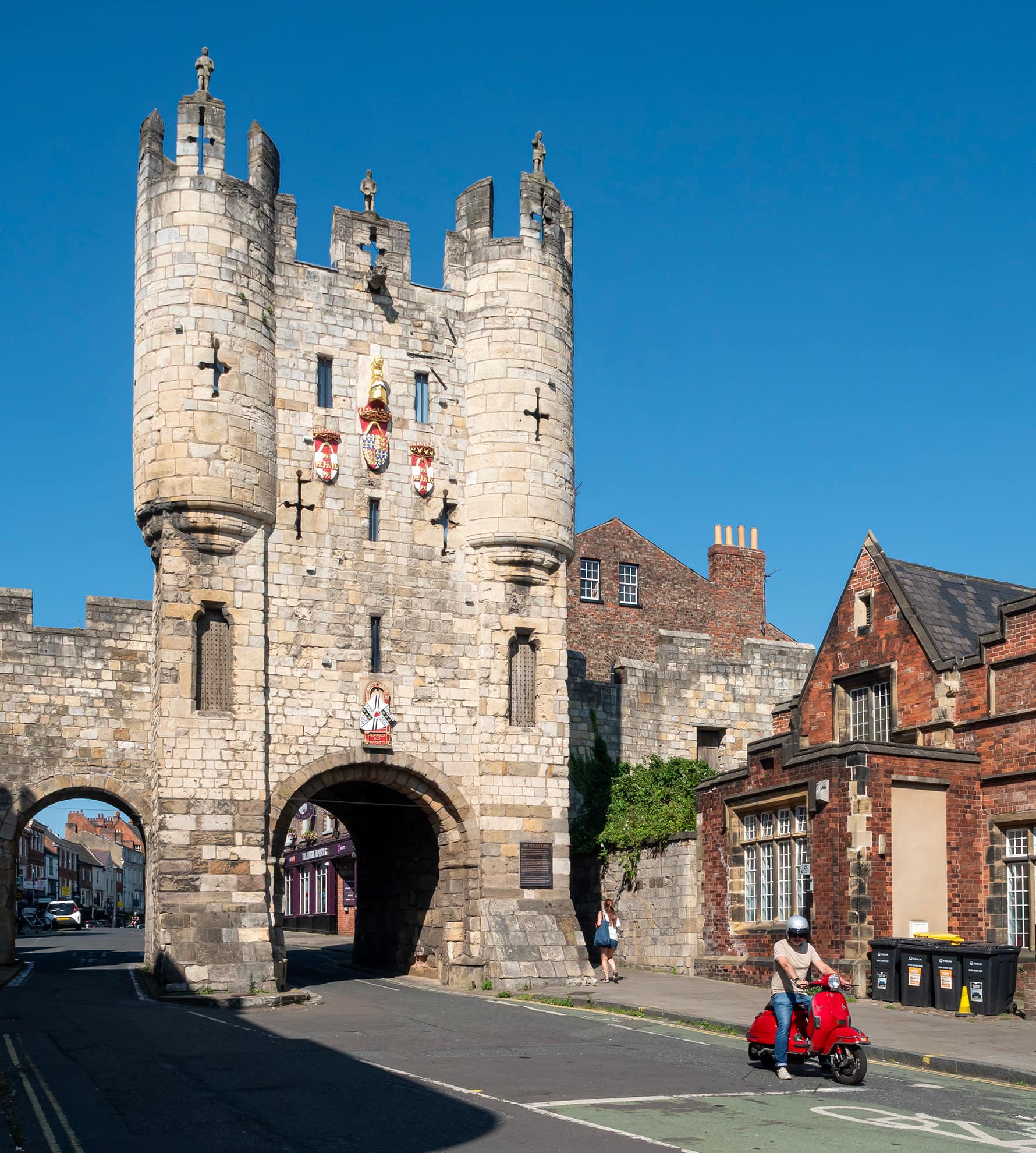 Micklegate Bar and the city walls of York.